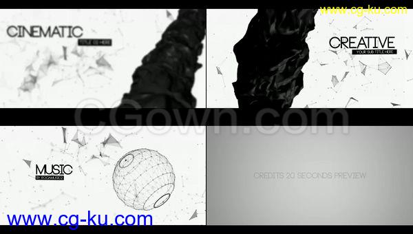 电影级抽象流体几何图形演变黑白标题动画-AE模板下载的图片1