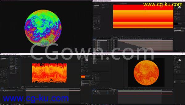 模拟太阳表面抽象动画渐变纹理流动波特效ae教程的图片1