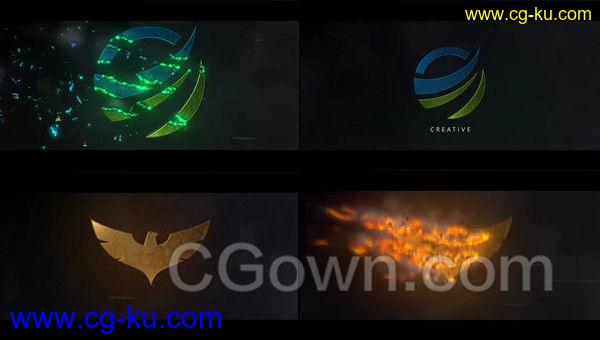 4K高清金属LOGO演绎史诗粒子冲击汇聚标志片头动画-AE模板下载的图片1