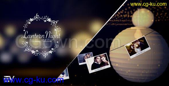 火花粒子灯笼下的爱情相册3D效果展示情人节婚礼家庭唯美幻灯片-AE模板的图片1