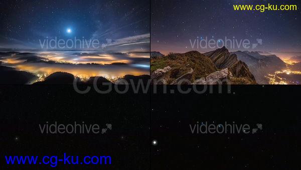 闪烁星星闪耀星夜衍射带Alpha透明通道视频素材下载的图片1