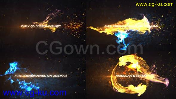 火花飞舞火焰燃烧置换变形游戏特效LOGO标志演绎片头-AE模板下载的图片1