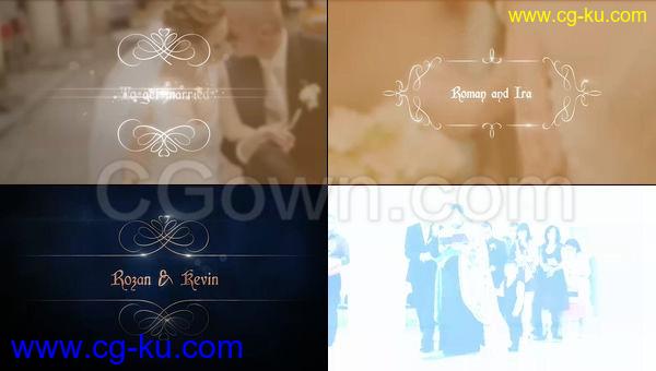 优雅浪漫婚礼邀约函婚纱照视频相册徽章标题包装-AE模板下载的图片1