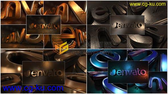 3D光泽感LED灯光金色钢元素标志大气LOGO片头动画-AE模板下载的图片1