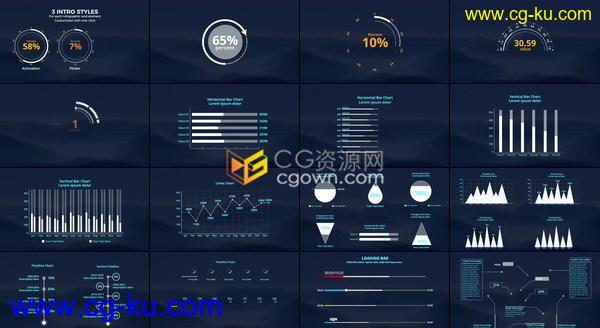 数字分析信息图表标注标题Infographics统计效果动画制作-PR预设与AE模板下载的图片1