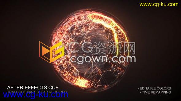 火线能量蔓延成发光明亮粒子球体演绎标志LOGO片头动画-AE模板下载的图片1