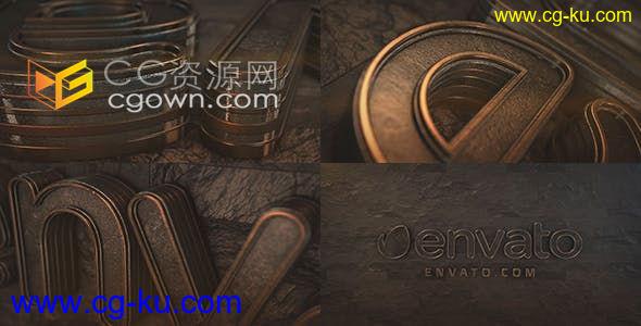 3D金属质感石墙背景复古黄金光泽文字LOGO片头动画-AE模板下载的图片1