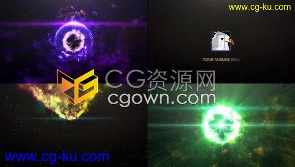 三维空间五彩粒子漩涡能量爆炸提示光泽感LOGO标志动画-AE模板下载的图片1