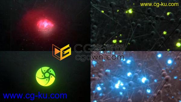 3D抽象分子动画三维彩色科幻发光粒子标志汇聚快速散开LOGO展示片头-AE模板下载的图片1