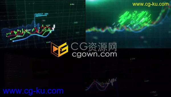 看涨的烛台图表弹出故障效果LOGO动画介绍区块链投资高科技商业图表-AE模板的图片1