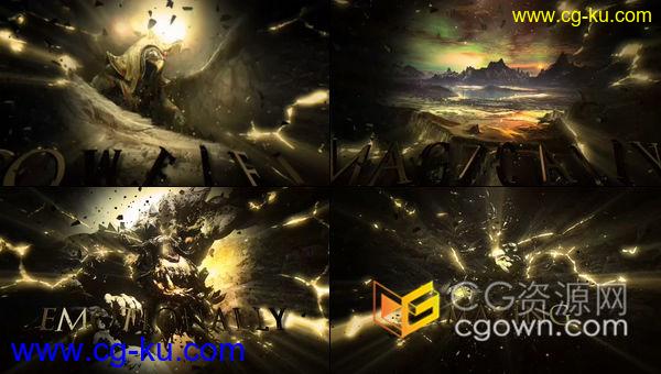 黄金粒子上升强大开裂爆破背景三维碎片演示游戏电影标题预告片-AE模板的图片1