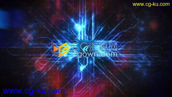 抽象主板CPU激活快速演绎高科技炫酷计算机零部件品牌LOGO动画-AE模板的图片1