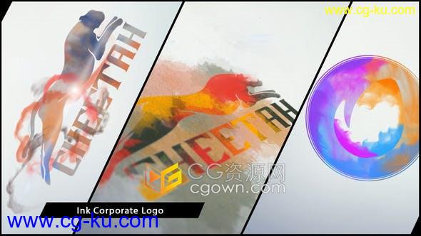4种Ink水墨效果介绍公司LOGO动画片头油墨流体漩涡水彩水滴-AE模板下载的图片1