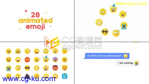 28组活跃Emoji表情动画视频纯AE制作可添加到有趣视频中-AE模板下载的图片1