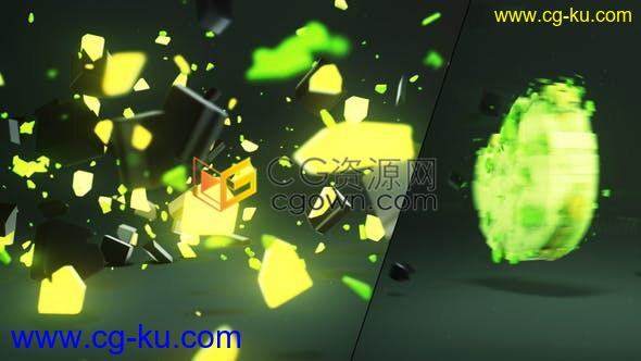 E3D插件制作三维标志破碎汇聚动画霓虹灯LOGO片头视频-AE模板下载的图片1