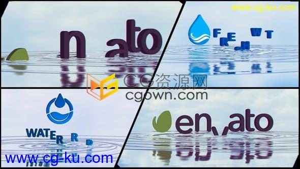 3D标志浮出水面优雅明亮水波涟漪蓝天效果LOGO片头制作-AE模板下载的图片1