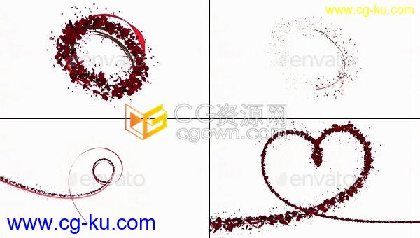 6种玫瑰花瓣路径生长动画心形旋转带Alpha透明通道视频素材下载的图片1