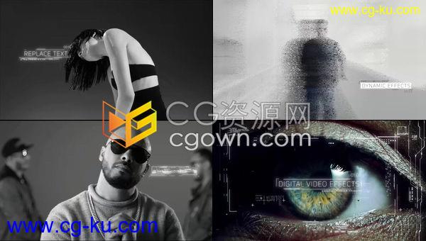 音乐模特视频制作电影推广小故障和数字效果预告片宣传-AE模板的图片1