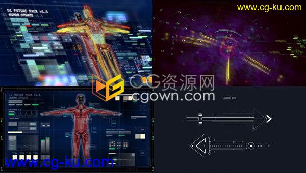 4K高科技数字识别触摸屏幕UI元素动画钢铁侠模块化HUD图形用户界面-AE模板的图片1
