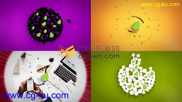 2D风格简约小球掉落动力学明亮企业logo品牌片头-AE模板下载的图片1