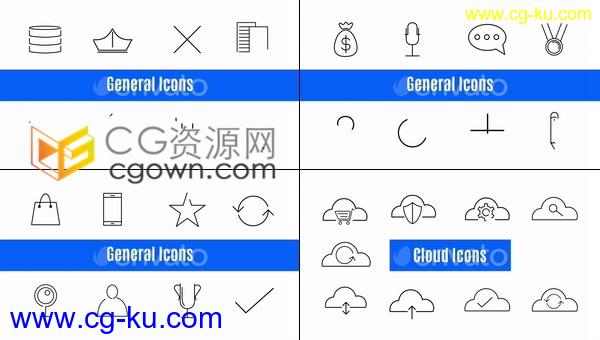 80组4K动画线画Icons通用图标库存素材库视频素材免费下载的图片1