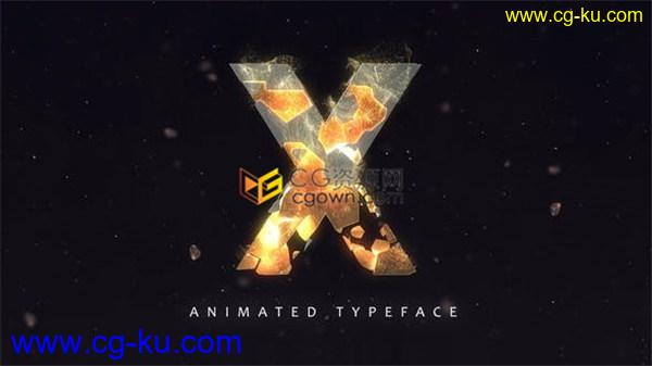 26个字母表粉碎断裂特效动画组合成英文标题排版宣传序列-AE模板下载的图片1