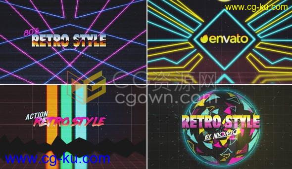 80年代复古游戏机风格霓虹灯VHS图形动画LOGO宣传片头-免费AE模板的图片1