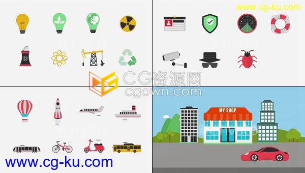 240+专业设计概念和动画背景平面动画图标包带Alpha透明通道视频素材下载的图片1
