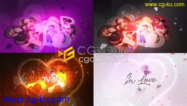 闪亮心形明亮粒子浪漫标志展示婚礼开场白花店美容沙龙揭幕战情人节问候-AE模板的图片1