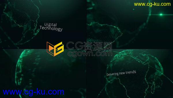 智慧地球创新科技无线网络技术宣传粒子背景数字星球故障效果文本动画-AE模板的图片1