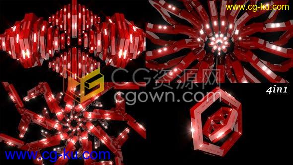 4组球大战宇宙门LED屏幕音乐夜总会派对红色视觉VJ视频背景素材下载的图片1