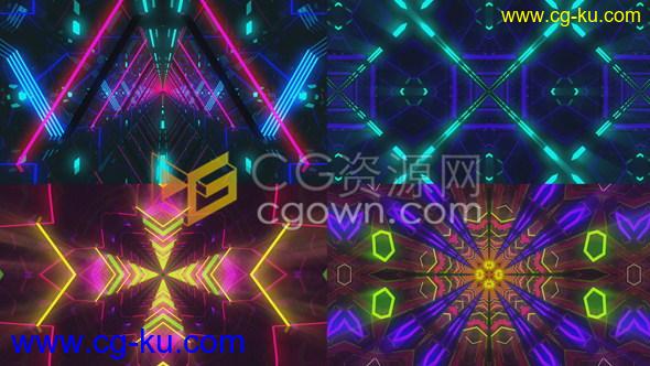 6组3D霓虹灯隧道图形场景VJ循环素材艺术活动LED屏幕映射背景视频下载的图片1
