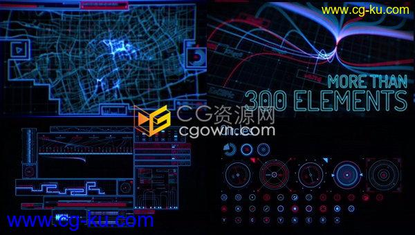300种4K信息图形高科技全息HUD动态UI元素包-AE模板下载的图片1