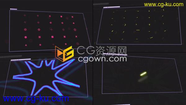 300+彩色闪光粒子各种形状设计涂鸦效果图形动画元素免费下载-AE模板的图片1
