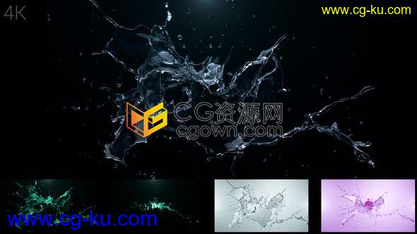 4K水滴落飞溅水花慢动作快速收缩凝聚演绎标志LOGO片头-AE模板的图片1