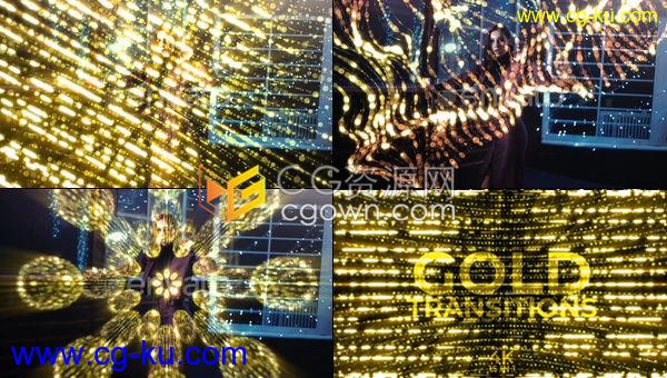4K黄金粒子过渡颁奖晚会时尚典礼派对节日庆祝舞台闪光背景素材下载的图片1