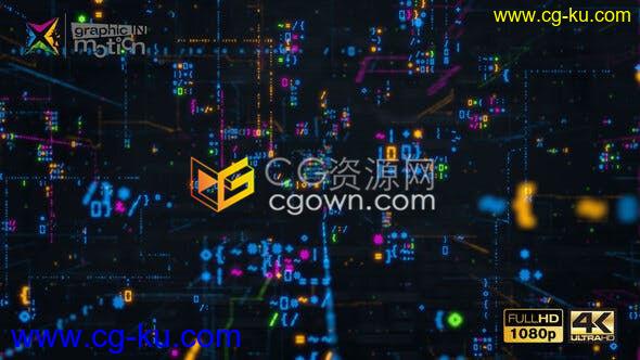 4K高科技复杂数字代码标志展示计算机互联网科技公司LOGO片头-AE模板的图片1