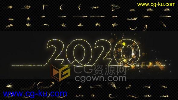 2020年闪耀粒子元素视频新年气氛包括圣诞节主题宣传视频素材下载的图片1
