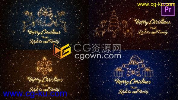 PR预设-闪闪发光魔法粒子圣诞节元素背景动画展示节日贺卡简短视频问候的图片1