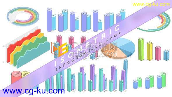 33个三维等距图表动画统计年度报告制作公司教育视频信息图表-AE模板的图片1