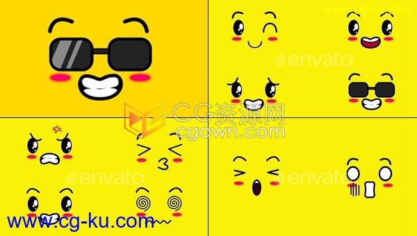 18张超级可爱滑稽卡通漫画脸部表情制作搞笑短视频卡哇伊动画必备免费素材下载的图片1