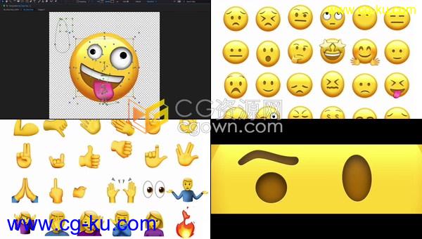 132个可爱有趣的动画表情符号社交媒体动画表情包含Alpha透明通道带AE工程-更新的图片1