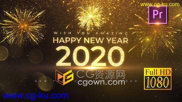 2020年新年倒计时喜庆奢华黄金粒子时钟烟花展示元旦除夕倒数动画视频-PR预设的图片1