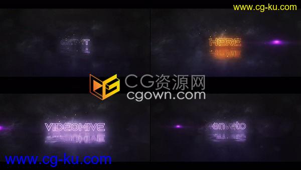 灯光闪烁灰暗背景霓虹灯标志LOGO片头含垂直版式-AE模板下载的图片1