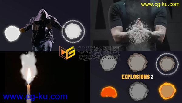 21个独特的带Alpha通道爆炸烟雾动画视频社交媒体小视频特效包含AE模板下载的图片1