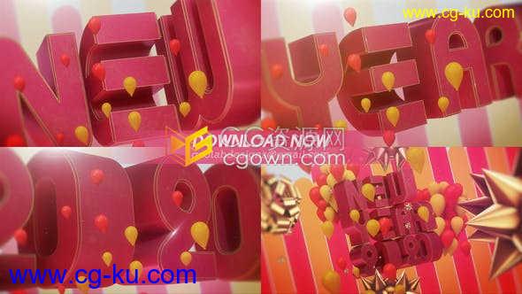 2020新年快乐Happy New Year庆典3D动画视频片头效果-AE模板下载的图片1
