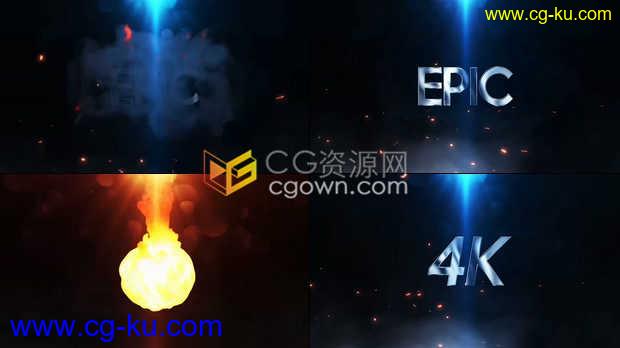 4K火焰喷射爆炸烟雾火花粒子效果LOGO演绎视频片头制作工程-AE模板下载的图片1