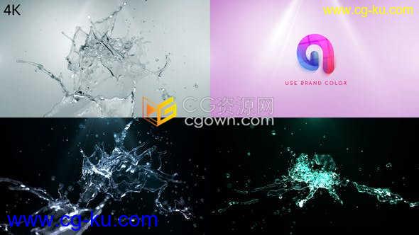 4K视频片头流体水花滴落飞溅细节特效效果演绎LOGO视频片头-AE模板下载的图片1