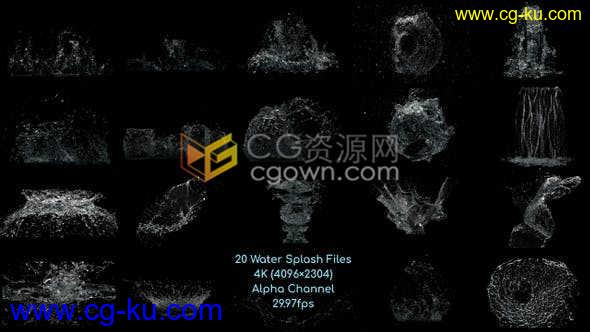 20组4K视频素材带Alpha透明通道制作水流体冲击飞溅波浪水花特效效果的图片1