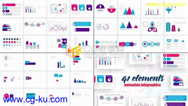 41组Infographics图表分析流程图信息图形统计路线图指标演示-AE模板下载的图片1